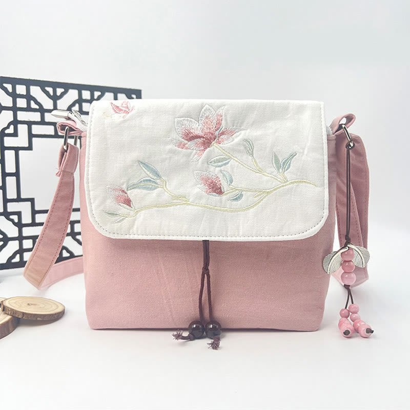 Nimara Ritual Embroidered Camellia Epiphyllum Gardenia Sakura Flowers Crossbody Bag Shoulder Bag Cellphone Bag