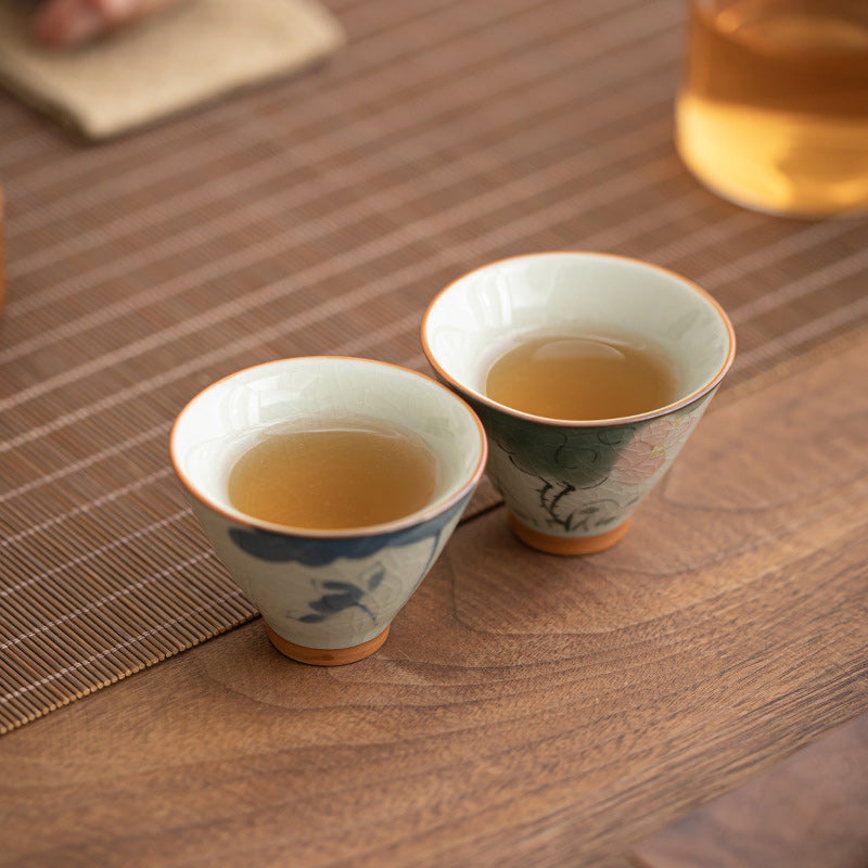 Nimara Ritual Persimmon Boat Koi Fish Lotus Ceramic Teacup Kung Fu Tea Cup 50ml