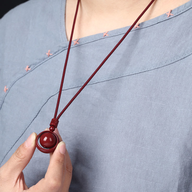 Nimara Ritual Cinnabar Om Mani Padme Hum PiXiu Blessing Lucky Bead Necklace Pendant