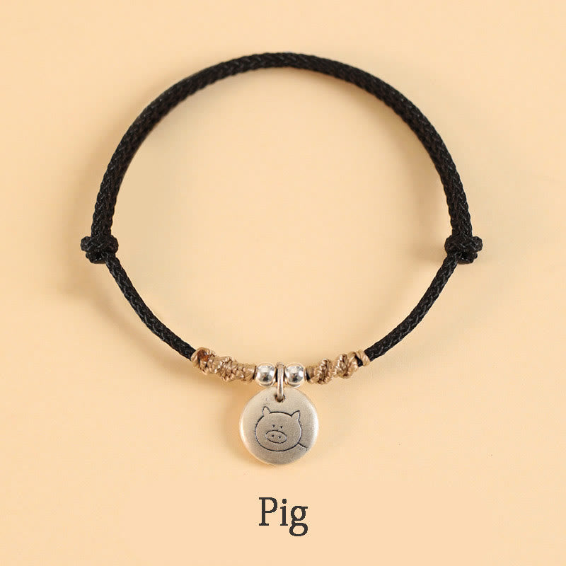 Nimara Ritual Handmade 999 Sterling Silver Year of the Dragon Cute Chinese Zodiac Luck Braided Bracelet