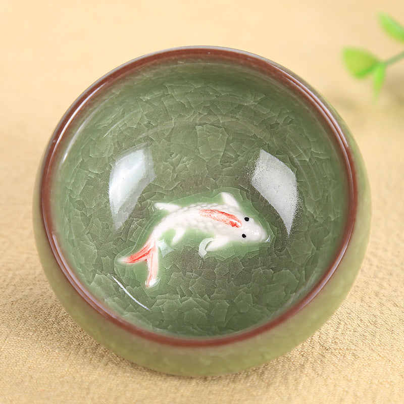 Nimara Ritual Cute Koi Fish Ceramic Teacup Kung Fu Tea Cup Bowl 45ml