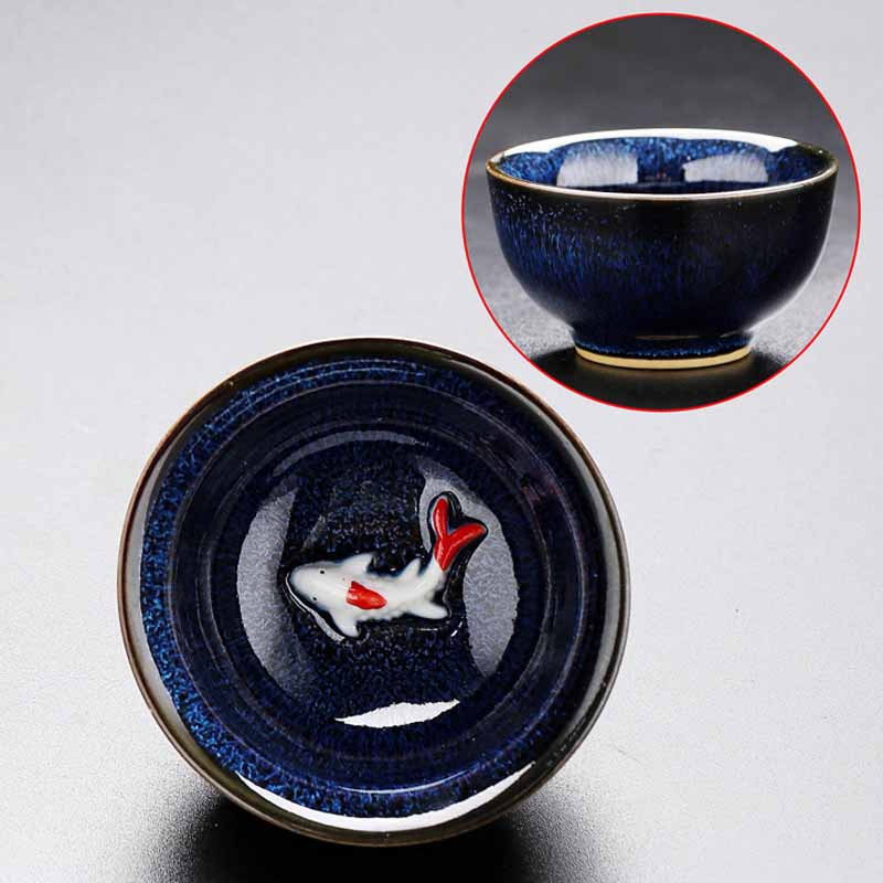 Nimara Ritual Small Koi Fish Kiln Change Chinese Jianzhan Ceramic Teacup Kung Fu Tea Cup 60ml