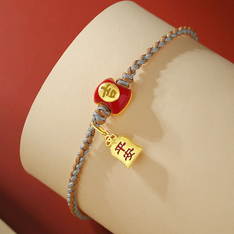 Nimara Ritual 925 Sterling Silver Handmade Auspicious Chinese Character Blessing Braided String Bracelet