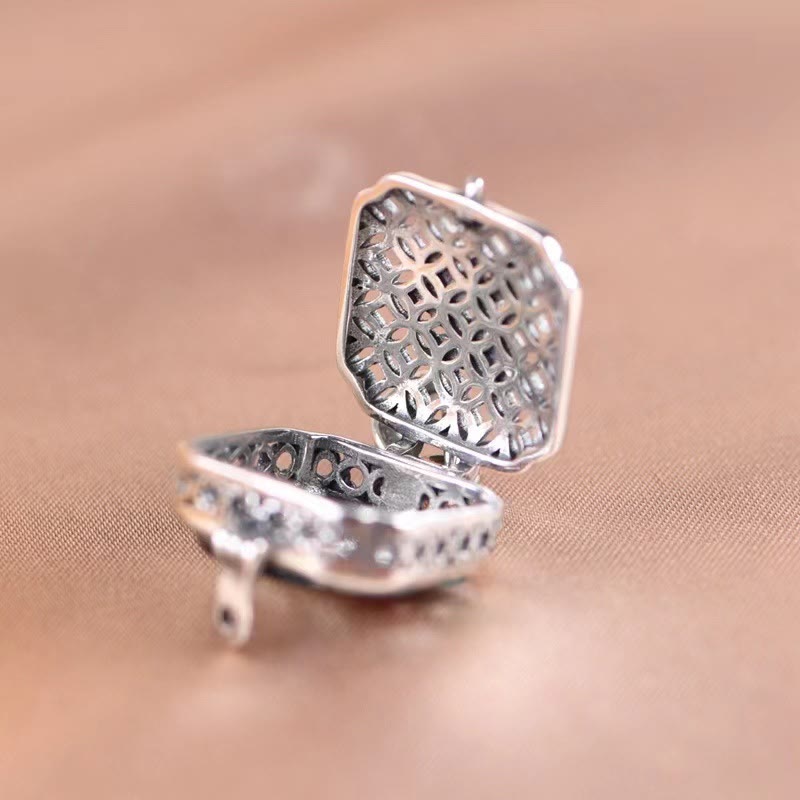 Nimara Ritual Koi Fish Lotus Copper Coins Luck Ghau Prayer Box Necklace Pendant
