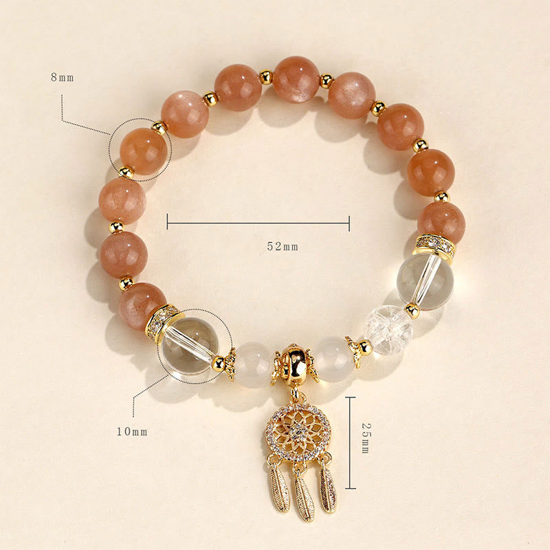 Nimara Ritual Green Strawberry Quartz Amethyst Crystal Dreamcatcher Healing Bracelet