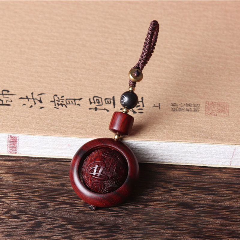 Nimara Ritual Tibetan Small Leaf Red Sandalwood Ebony Luck Protection Rotation Decoration