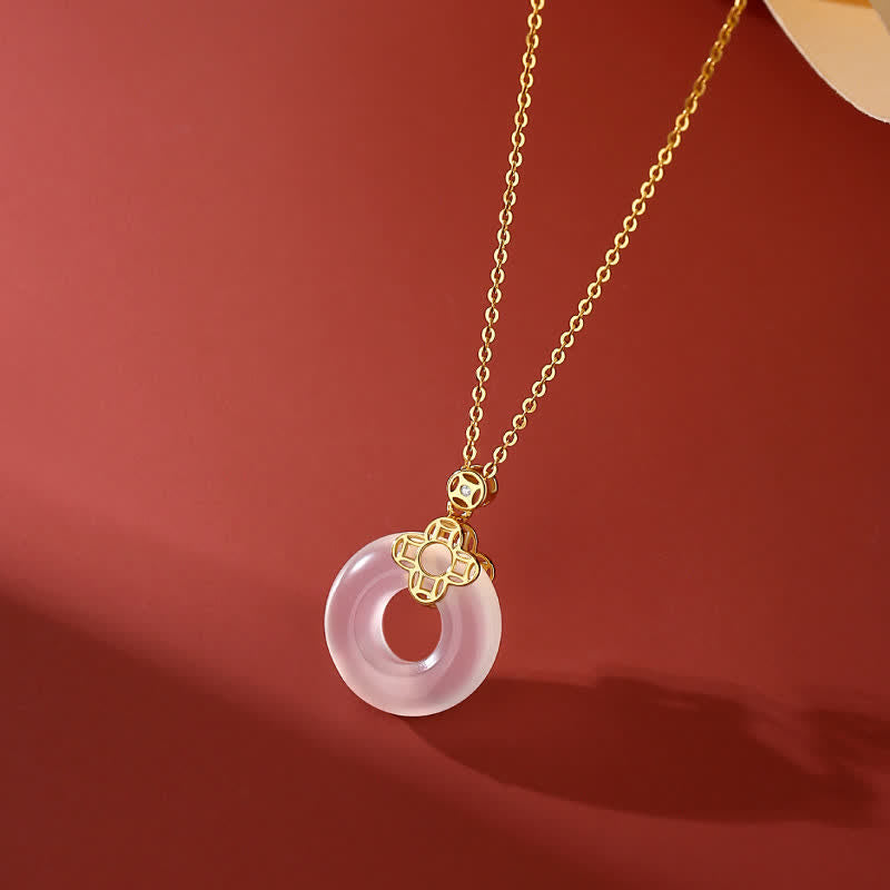 Nimara Ritual 925 Sterling Silver Chalcedony Coin Peace Buckle Positive Necklace Pendant