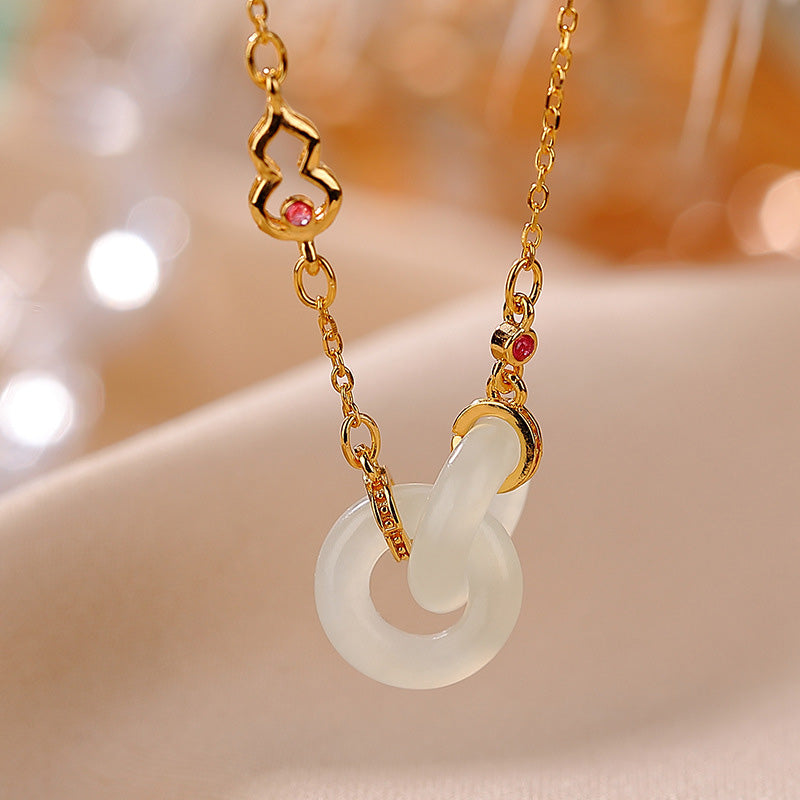 Nimara Ritual 925 Sterling Silver Round Jade Luck Prosperity Necklace Chain Pendant