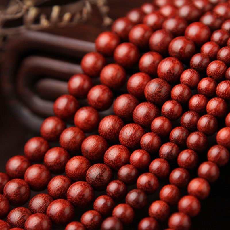 Nimara Ritual Tibetan Small Leaf Red Sandalwood 108 Beads Mala Meditation Bracelet