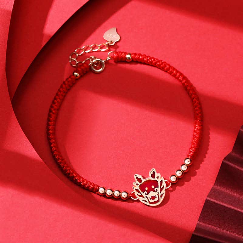 Nimara Ritual 925 Sterling Silver Chinese Zodiac Luck Faith Discolor Red String Bracelet