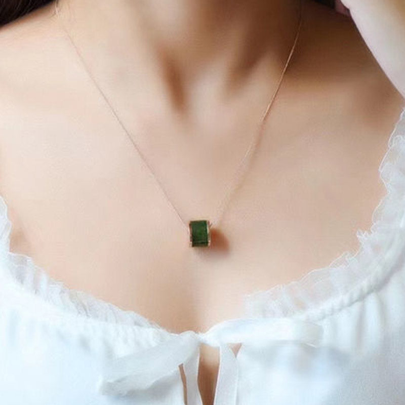 Nimara Ritual Round Cyan Jade Luck Necklace Pendant