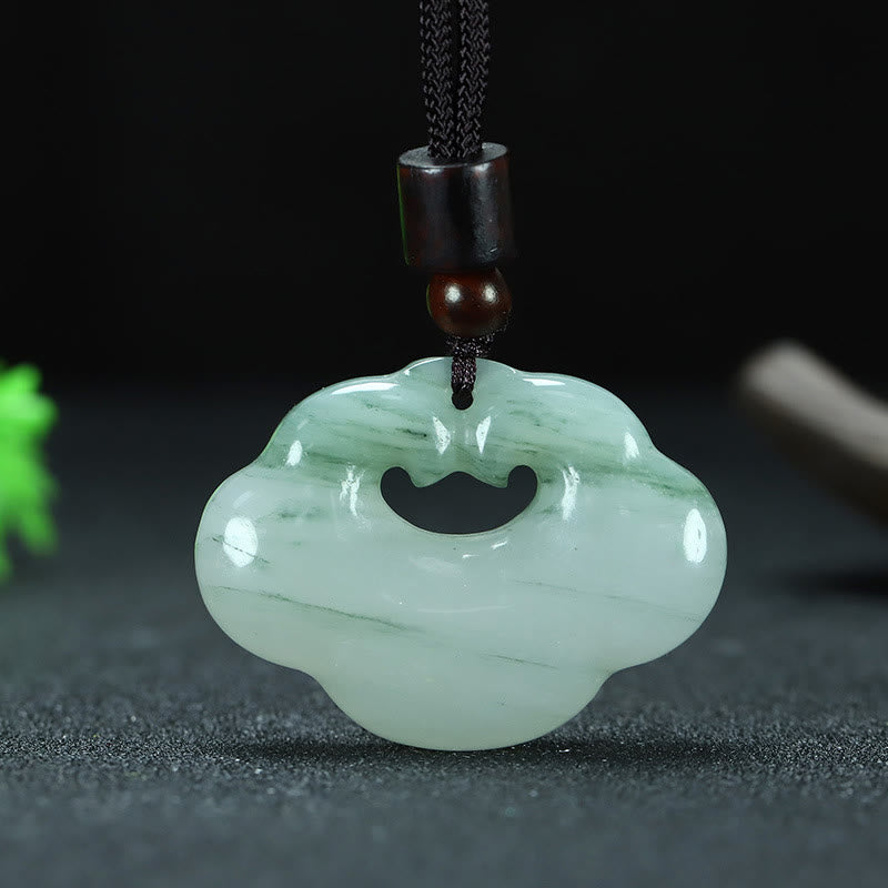 Nimara Ritual Tianshan Jade Golden Silk Jade Chinese Lock Charm Abundance Necklace Pendant