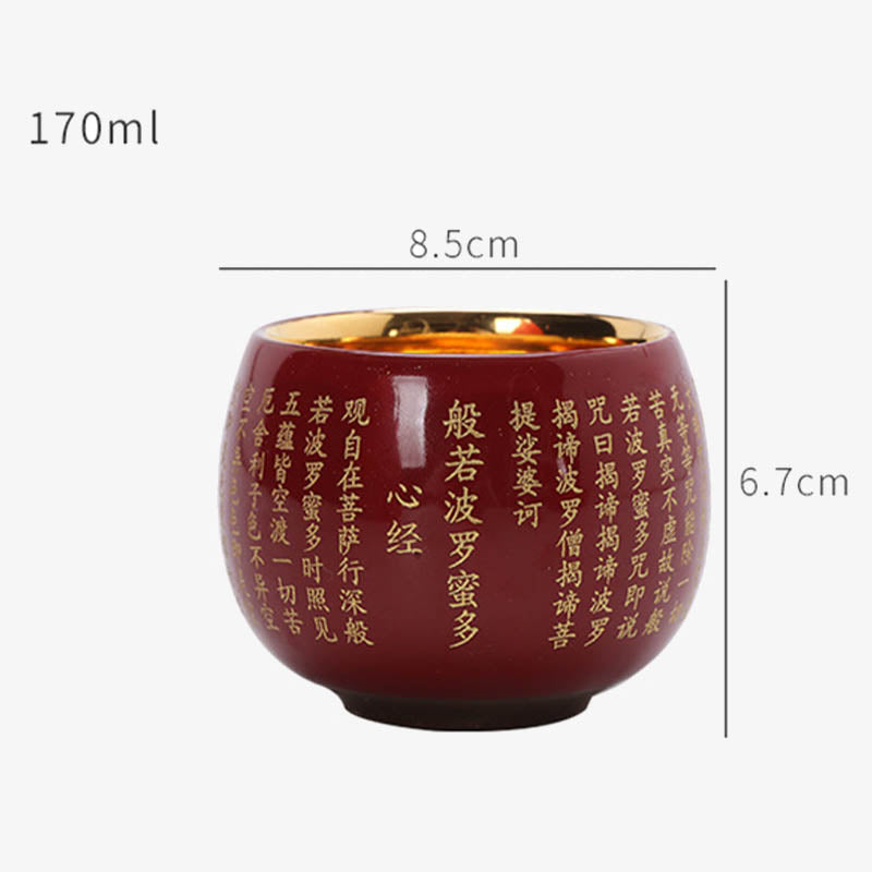 Nimara Ritual Heart Sutra Great Compassion Mantra Engraved Ceramic Teacup Kung Fu Tea Cup