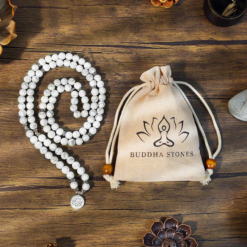 Nimara Ritual White Turquoise Lotus Mala Healing Bracelet