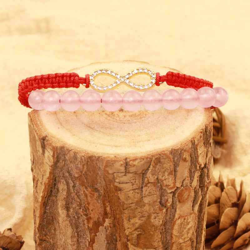 Nimara Ritual Tibetan Handmade Lotus Pink Crystal Soothing Red String Bracelet