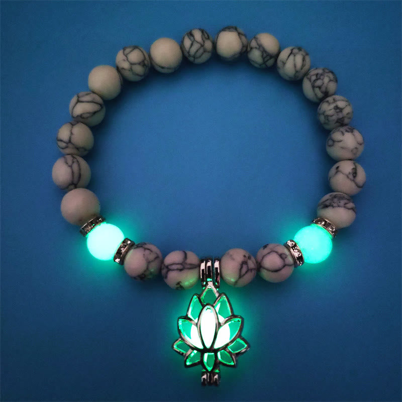 Nimara Ritual Tibetan Turquoise Glowstone Luminous Bead Lotus Protection Bracelet