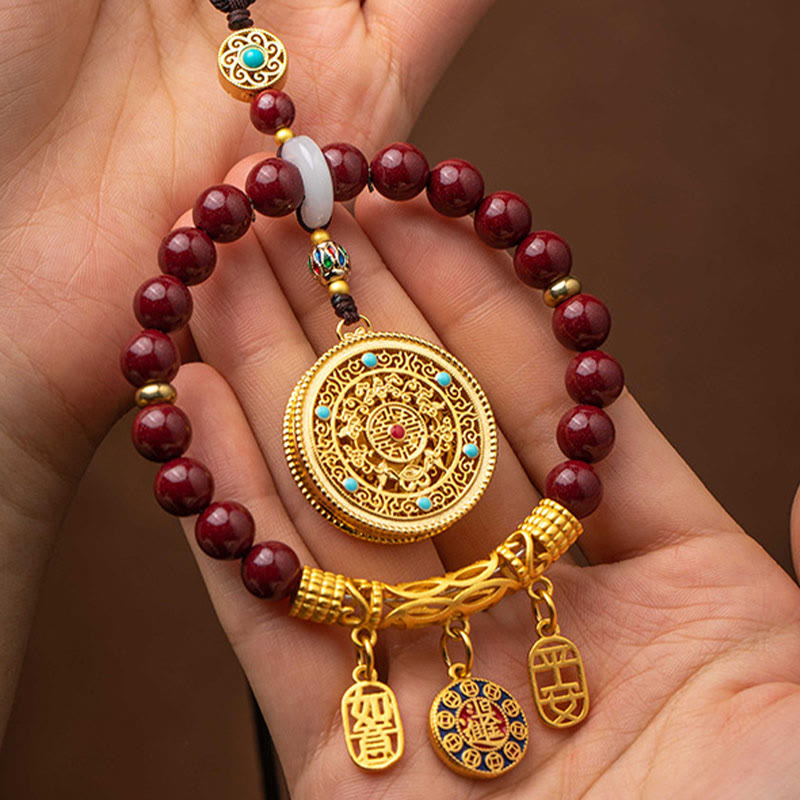 Nimara Ritual Natural Cinnabar Wish Ruyi Peace Blessing Car Hanging Decoration