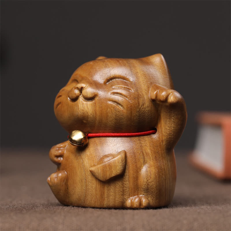 Nimara Ritual Green Sandalwood Small Mini Cute Lucky Cat Peace Decorations