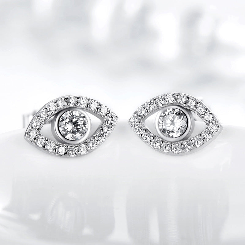 Nimara Ritual 925 Sterling Silver Evil Eye Symbol Protection Stud Earrings