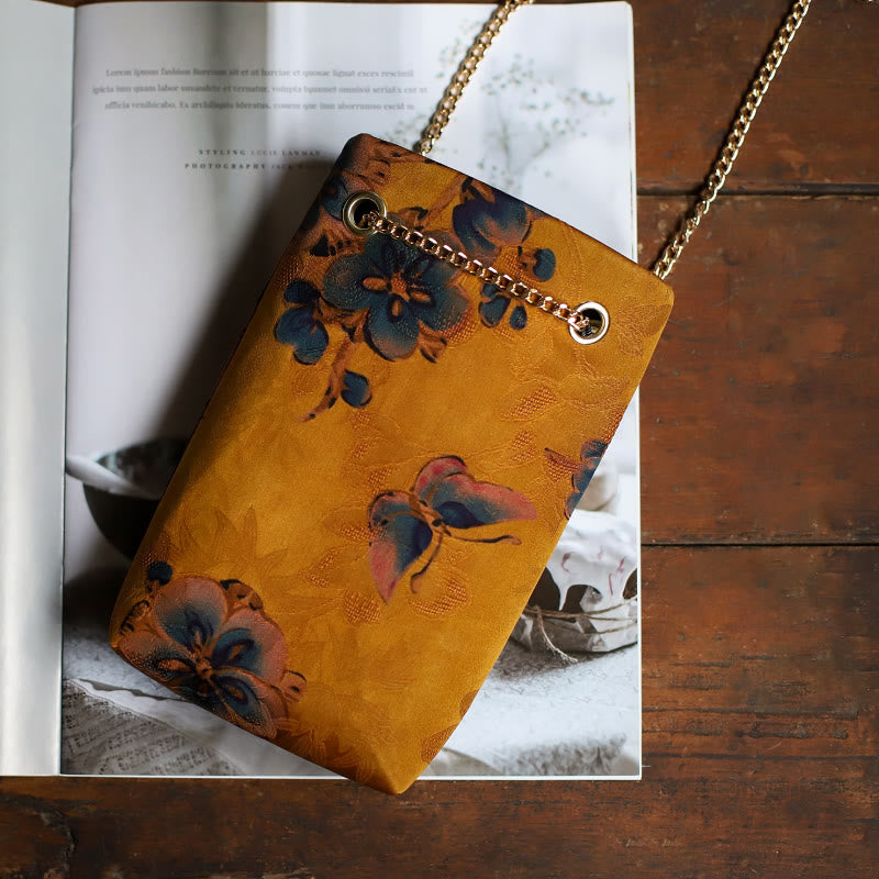 Nimara Ritual Small Maple Leaf Persimmon Metal Chain Crossbody Bag Shoulder Bag Cellphone Bag