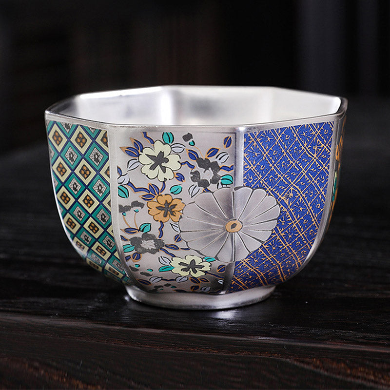 Nimara Ritual Chrysanthemum Flowers Ceramic Teacup Kung Fu Tea Cup