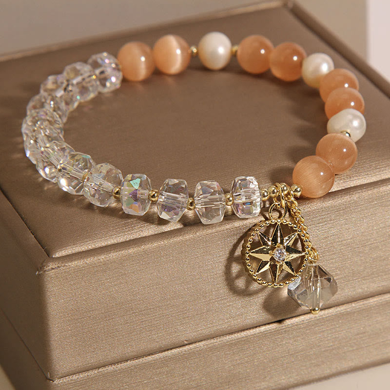 Nimara Ritual Orange Cat's Eye White Crystal Star Support Bracelet