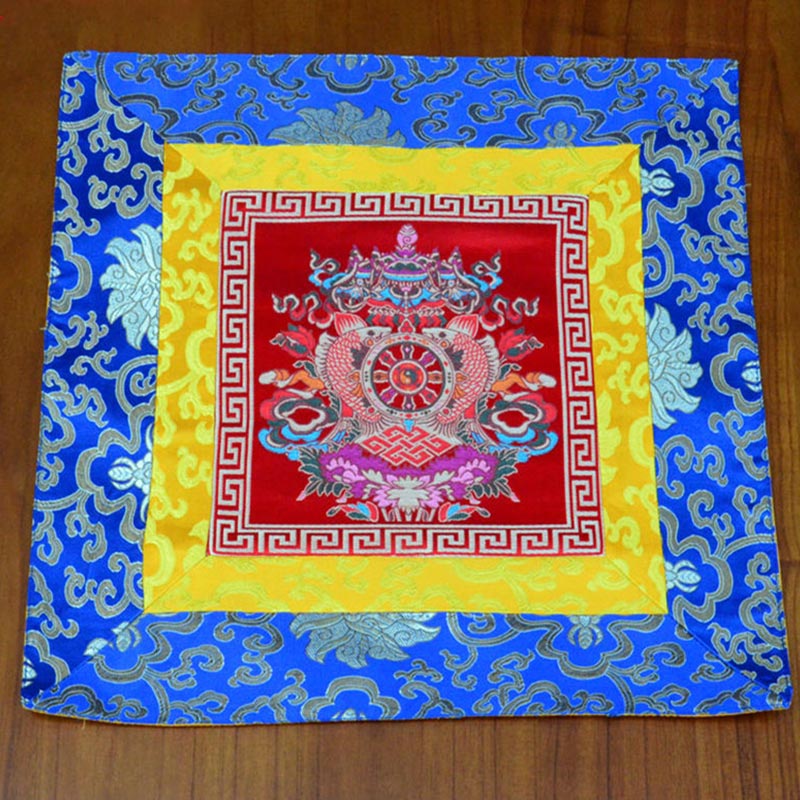 Nimara Ritual Prayer Altar Mat Meditation Strength Endless Knot Vajra Man-Bcu Kalachakra Auspicious Symbols