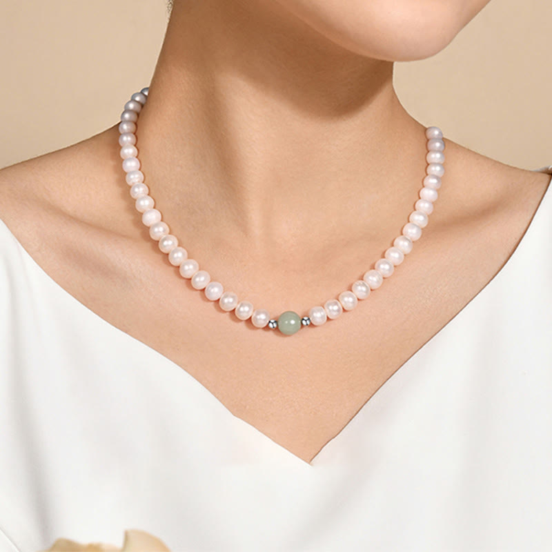 Nimara Ritual 925 Sterling Silver Natural Pearl Jade Healing Necklace Bracelet Earrings With Gift Box