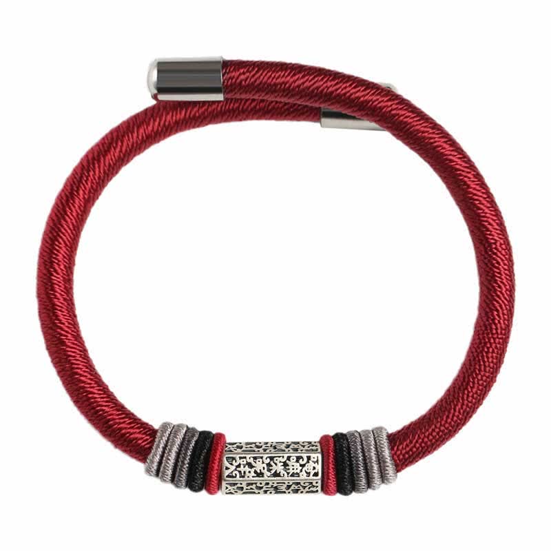 Nimara Ritual 925 Sterling Silver Om Mani Padme Hum Peace Red String Bracelet