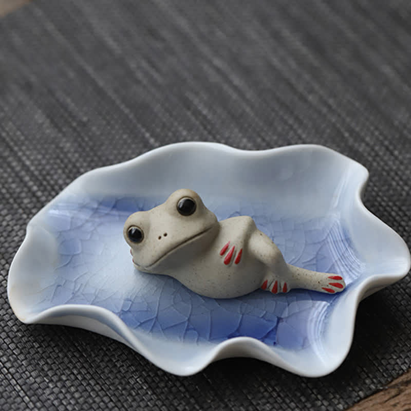 Nimara Ritual Meditating Ceramic Small Frog Statue Decoration