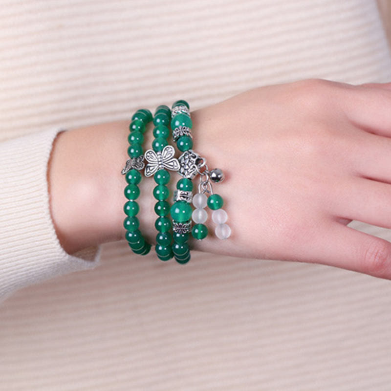 Nimara Ritual Natural Green Agate Butterfly Support Bracelet