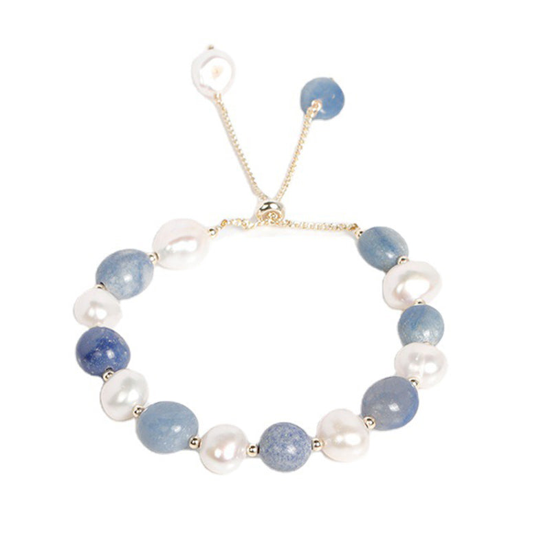 Nimara Ritual Natural Blue Aventurine Crystal Pearl Bead Healing Bracelet