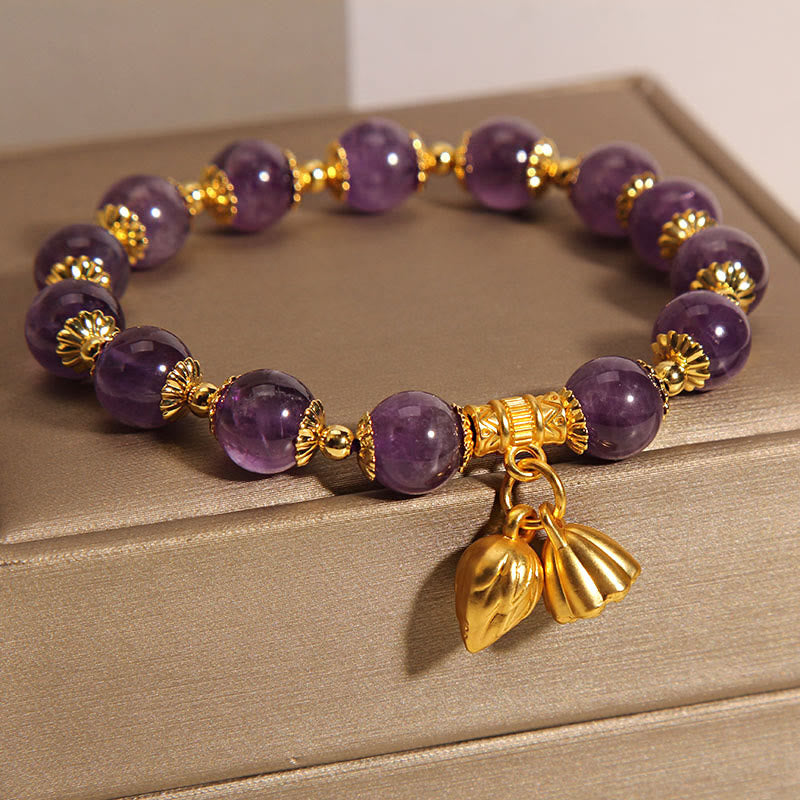 Nimara Ritual Natural Amethyst Lotus Healing Spiritual Bracelet