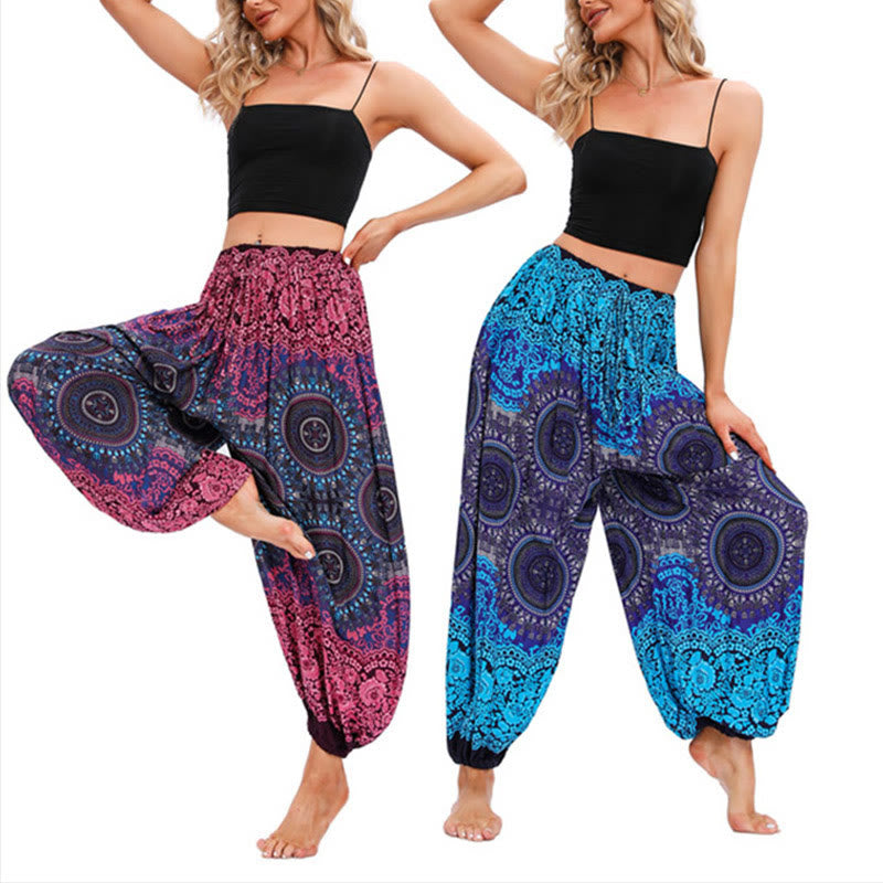 Nimara Ritual Casual Loose Compass Pattern Harem Trousers Women's Yoga Pants