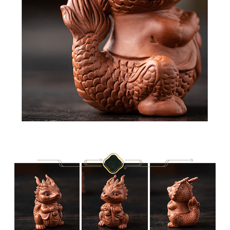 Nimara Ritual Luck Dragon Wealth Tea Pet Purple Clay Figurine Decoration