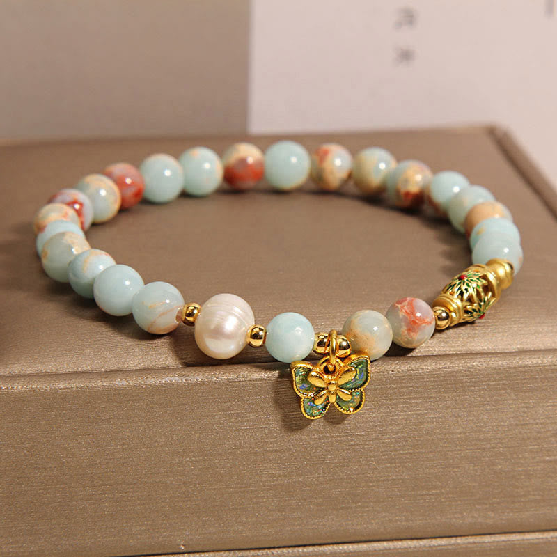 Nimara Ritual Shoushan Stone Pearl Butterfly Wealth Bracelet