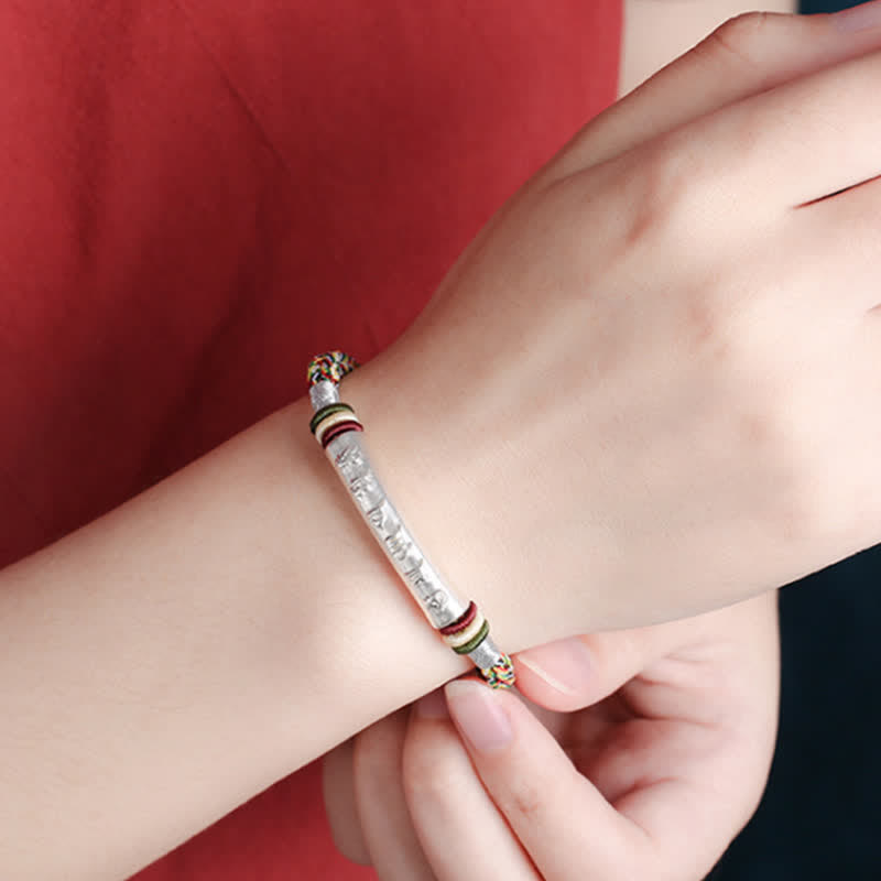 Nimara Ritual 999 Sterling Silver Om Mani Padme Hum Protection Strength String Bracelet