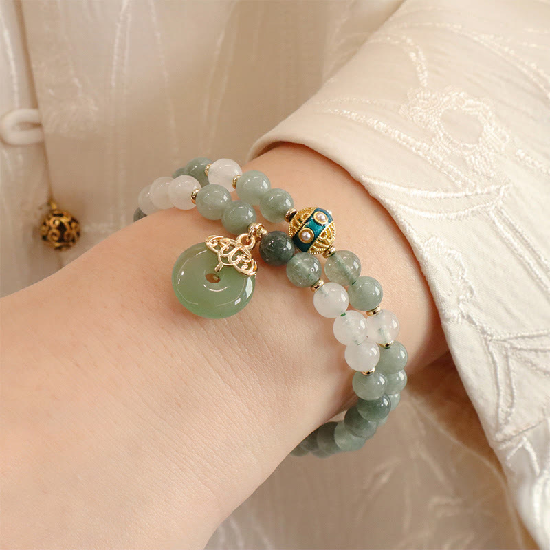 Nimara Ritual Single Double Layer Jade Peace Buckle Luck Bracelet