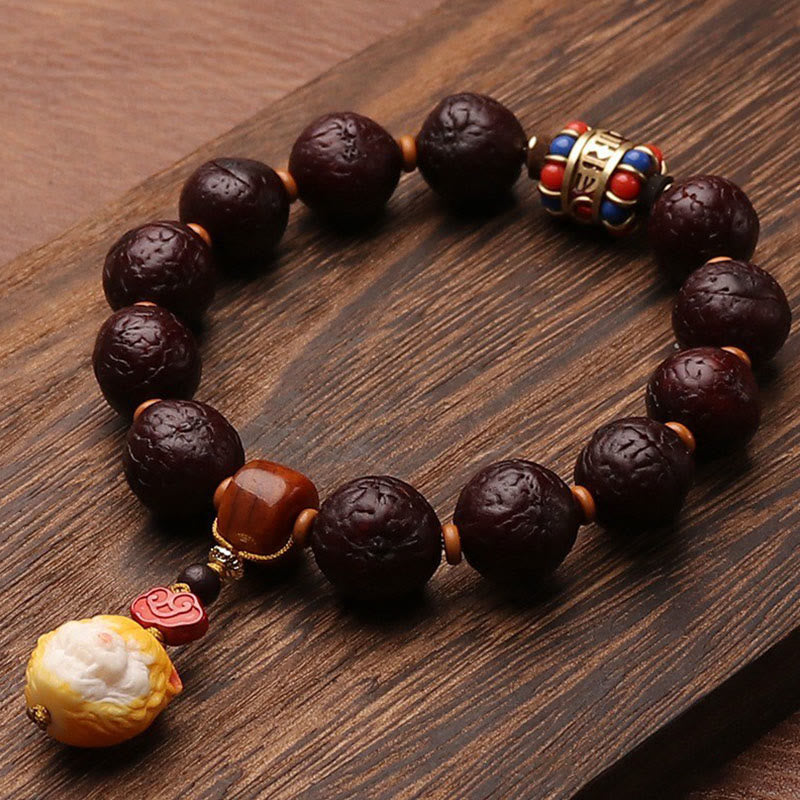 Nimara Ritual Tibetan Bodhi Seed Agate Bead Luck Wealth Tassel Charm Wrist Mala