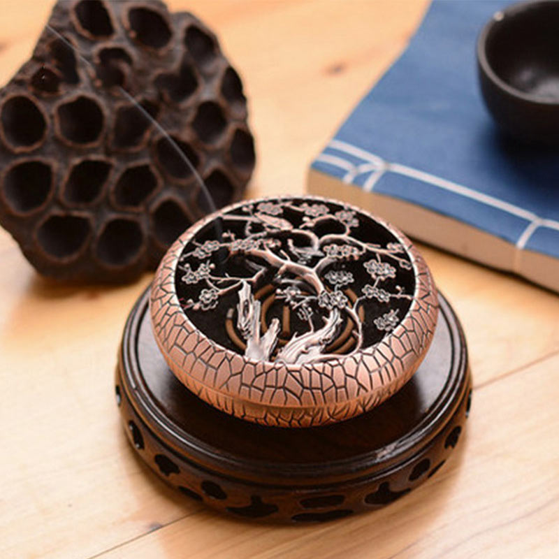 Nimara Ritual Plum Flower Orchid Chrysanthemum Pattern Peace Incense Burner Decoration