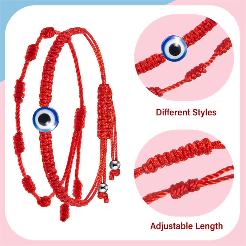 Nimara Ritual 4Pcs Evil Eye Seven Knot Red String Protection Bracelet