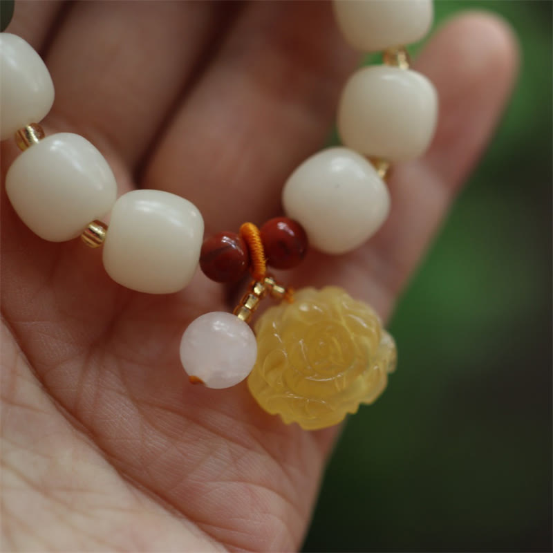 Nimara Ritual Gradient Bodhi Seed Amber Lotus Peace Bracelet