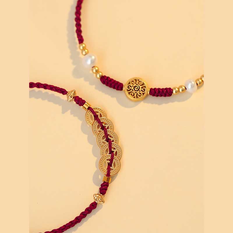Nimara Ritual Copper Coin Fortune Tree Luck Strength Braided Bracelet