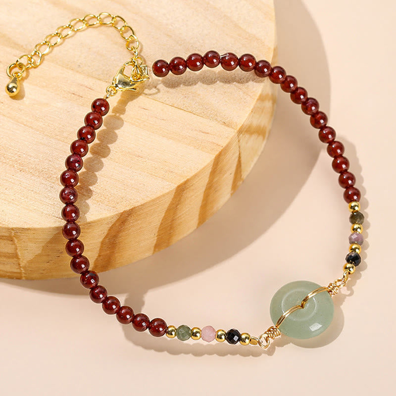 Nimara Ritual Natural Garnet Peace Buckle Bead Calm Bracelet