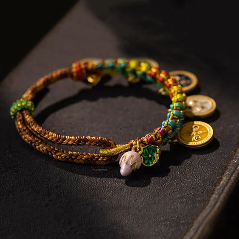 Nimara Ritual Tibetan Colorful Rope Five God Of Wealth Luck Braid Bracelet