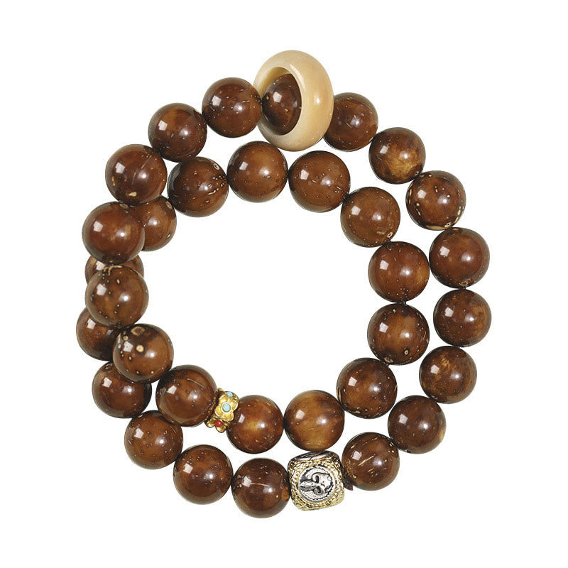 Nimara Ritual Tibetan Natural Purple Gold Rat Bodhi Seed Wealth Double Wrap Bracelet