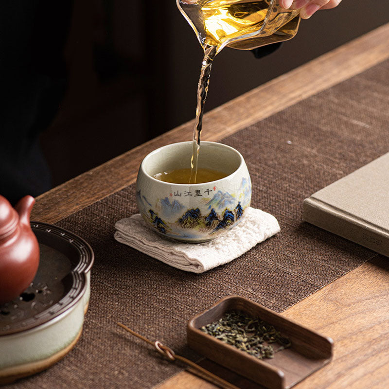 Nimara Ritual A Panorama of Rivers and Mountains Ceramic Teacup Kung Fu Tea Cup 150ml