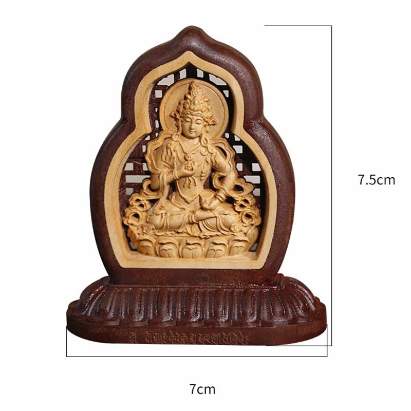Nimara Ritual Vajrasattva Buddha Wood Engraved Compassion Statue Figurine Decoration
