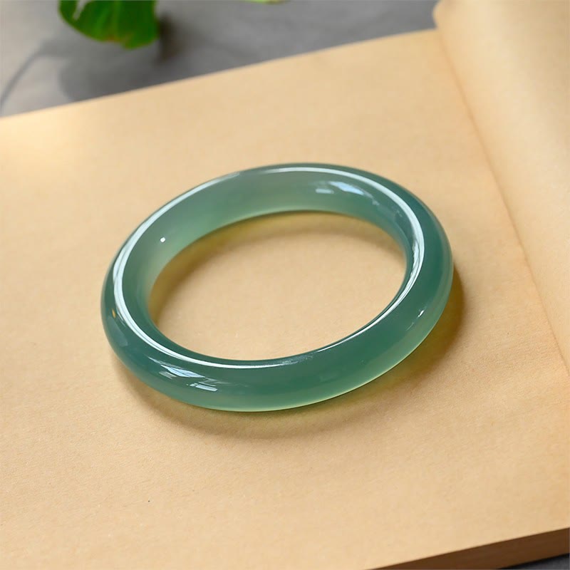 Nimara Ritual Natural Green Chalcedony Strength Bangle Bracelet