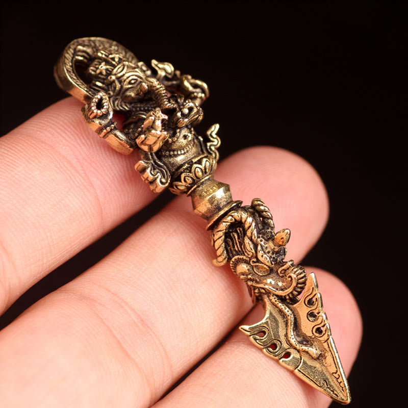 Nimara Ritual Tibetan Ganesh Ganpati Elephant God of Wealth Dorje Vajra Spiritual Power Necklace Pendant